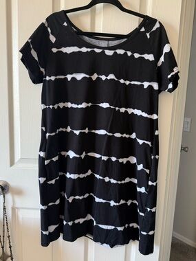 Alaster Queen Black White Striped Tunic Dress Size XL NWT Rayon Spandex
